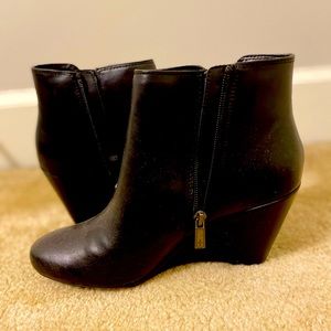 Kenneth Cole Black Ankle Wedge Booties